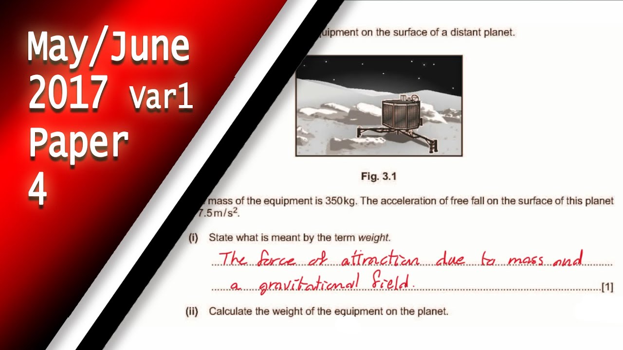 IGCSE Physics May June 2017 Paper 4 Variant 1