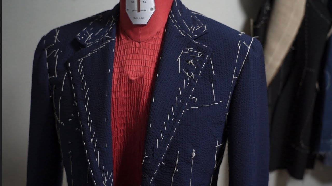 Making soft unlining seersucker jacket in Loro Piana fabric.