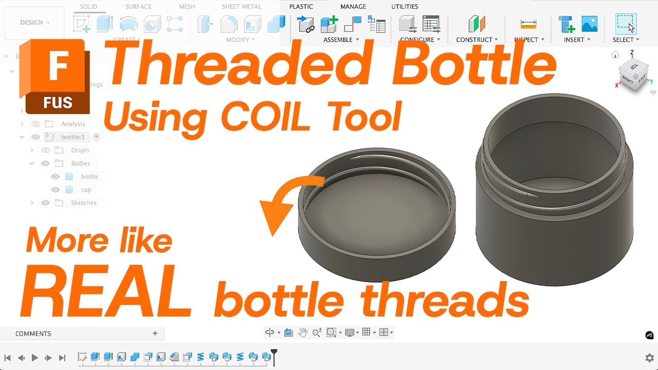 More Like a Real-World Bottle: Using Coil to Model a Threaded Bottle in Fusion 360