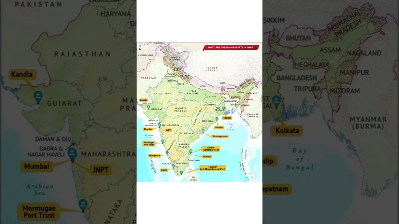 MAJOR PORT IN MAP OF INDIA