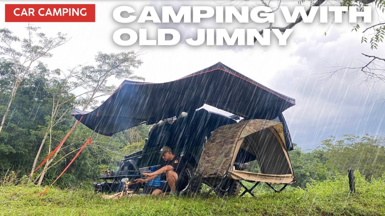 Одиночный поход под проливным дождем с 32-летним Джимни [CAR CAMPING, HEAVY RAIN, ASMR]