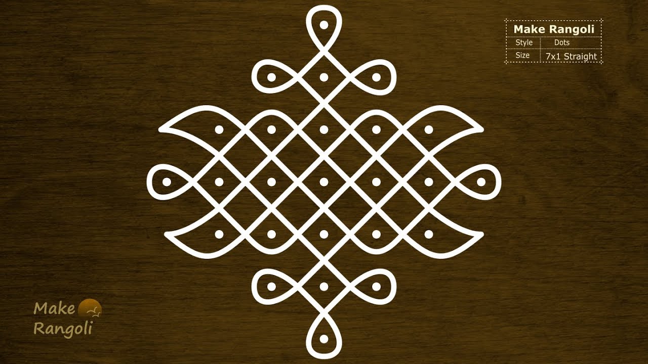 Sikku Kolam with 7x1 dots | Melika Muggulu | Chukkala Muggulu