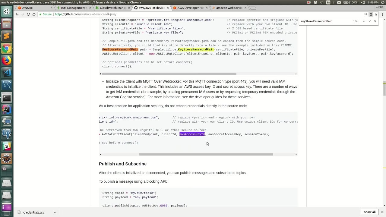 How to connect to AWS IOT with MQTT with AWS Signature Version 4 authentication?