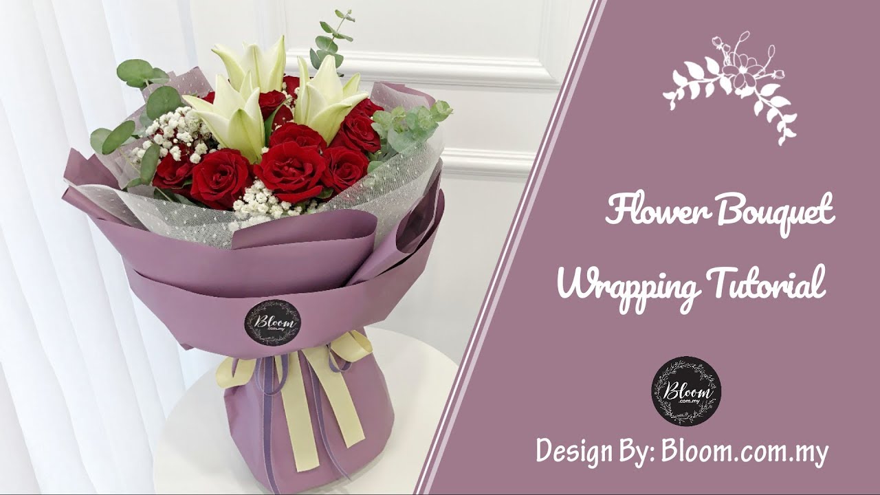 Flower Bouquet Wrapping Tutorial (Round Design) || Wrapping Idea & Technique || 花束包装（圆形） || 花藝教學