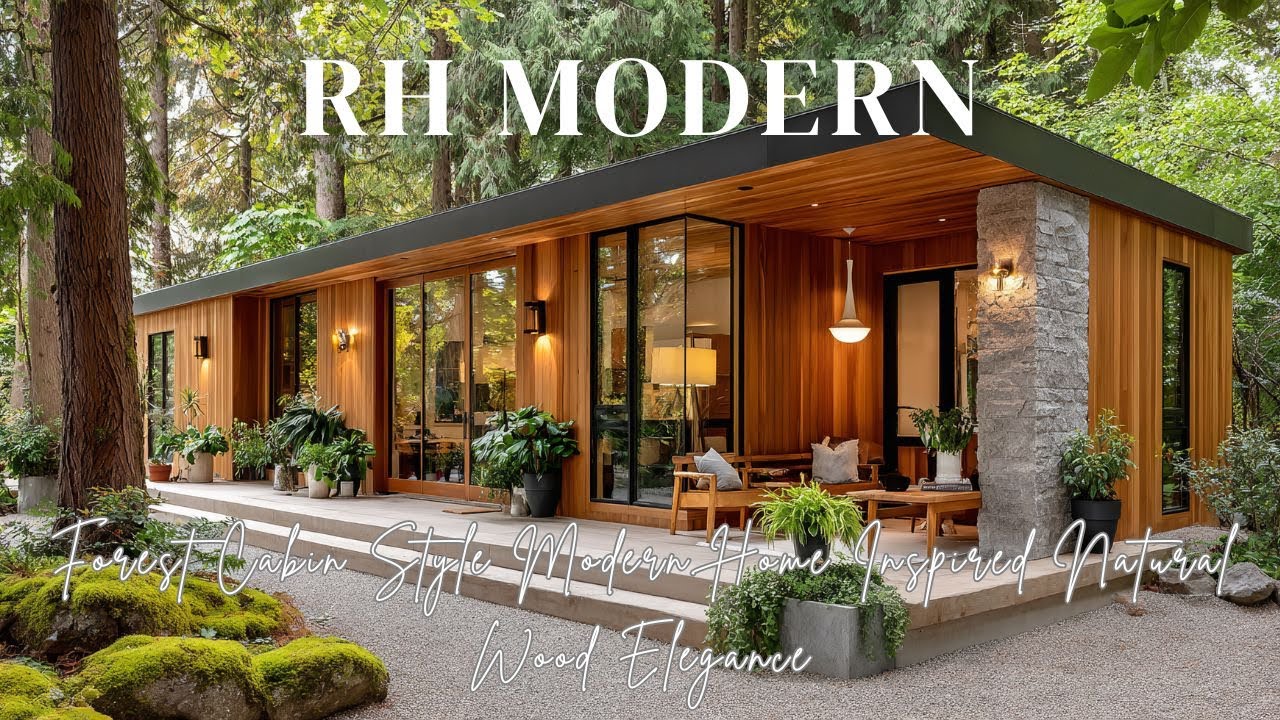 Forest Cabin Style Modern Home Inspired by RH Modern with Natural Wood Elegance