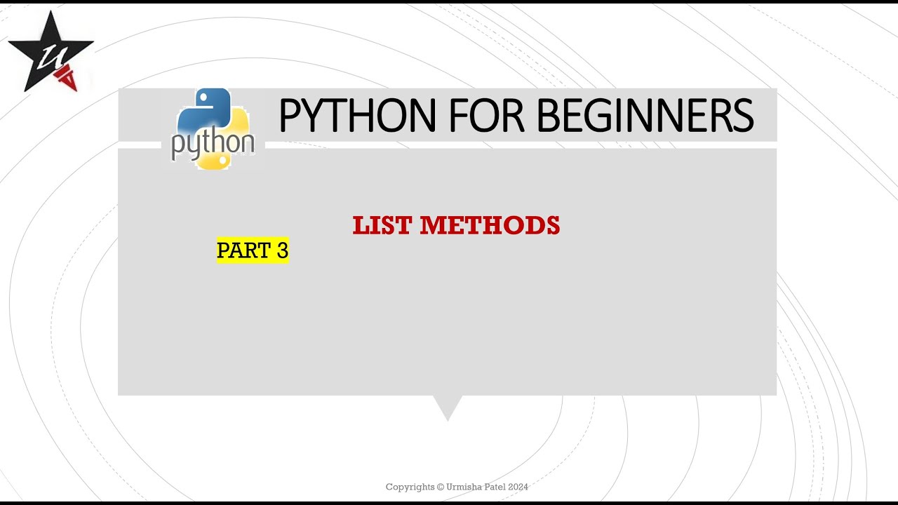 Part3: List methods in Python | Python for Beginners | Learn Python for Data Science