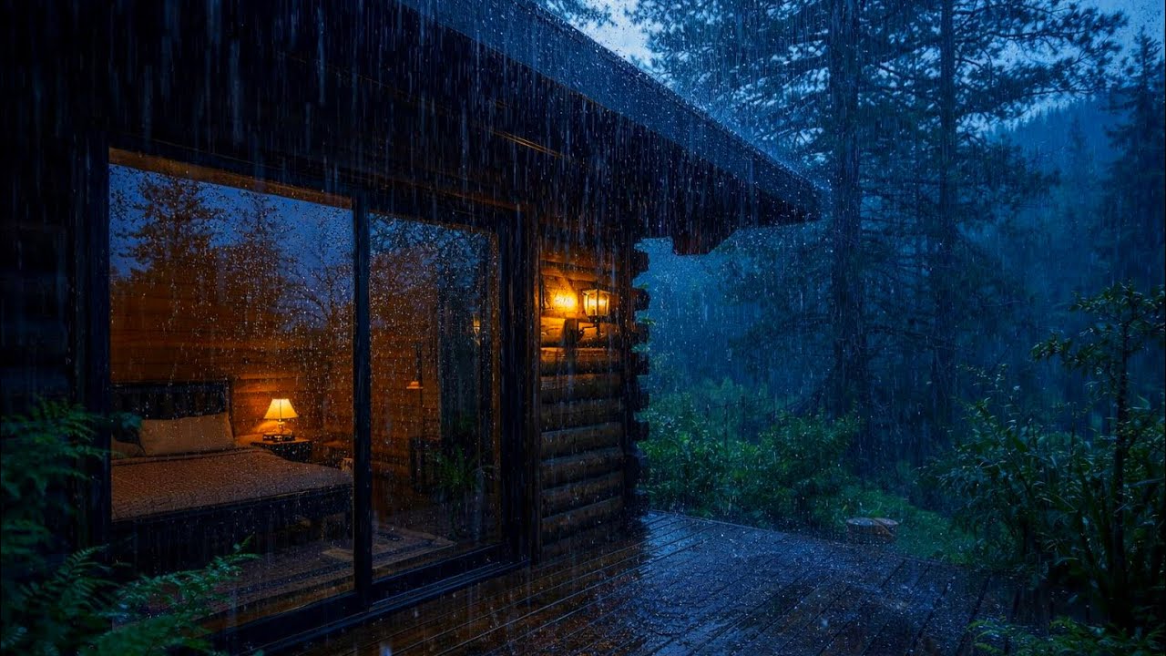 Rain Sounds in Front of the Villa Cabin ASMR | A Deep Sleeping Atmosphere for All-Night Relaxation