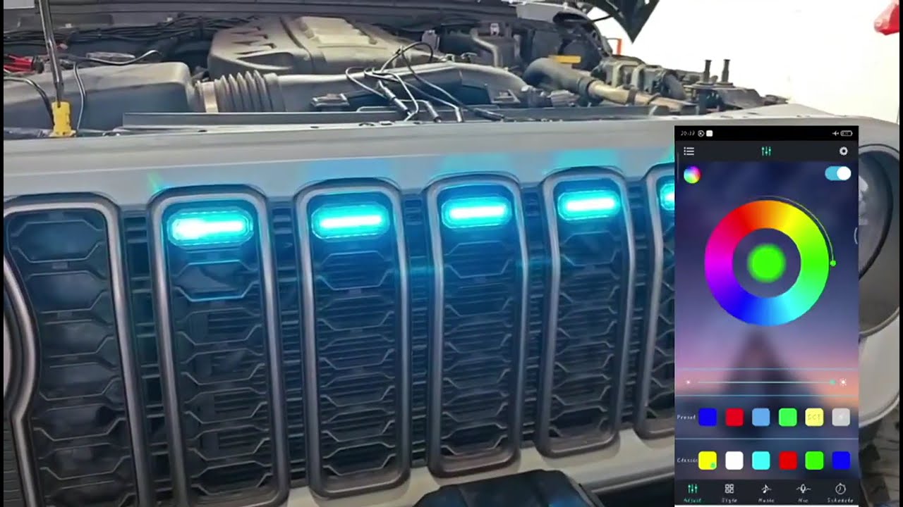 MAIKER RGB LED Grille Lights Compatible with Jeep Wrangler JL JLU JT Original Factory Grille