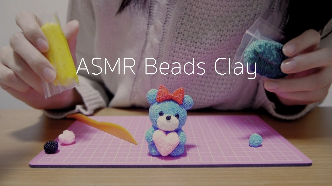 [Japanese ASMR] ビーズ粘土、びーずるで遊ぶ音#1 Beads clay [囁き声-Whisper]