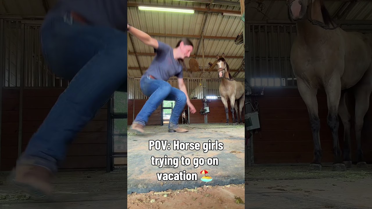 Nope, there are stalls to clean and horses to feed 🙈🙈 #vacation #horsegirls #barnlife #pov #horses