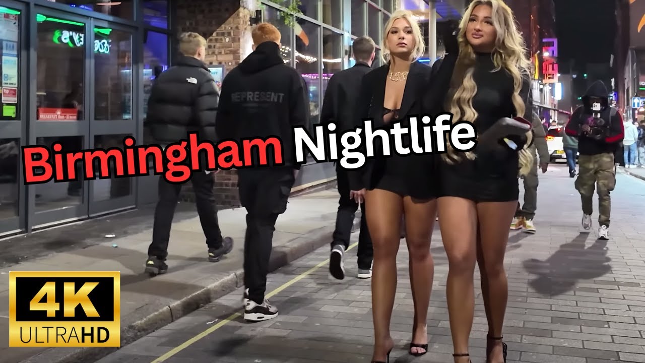 4K Urban Nightlife Scenes | Birmingham, UK | 2024 February