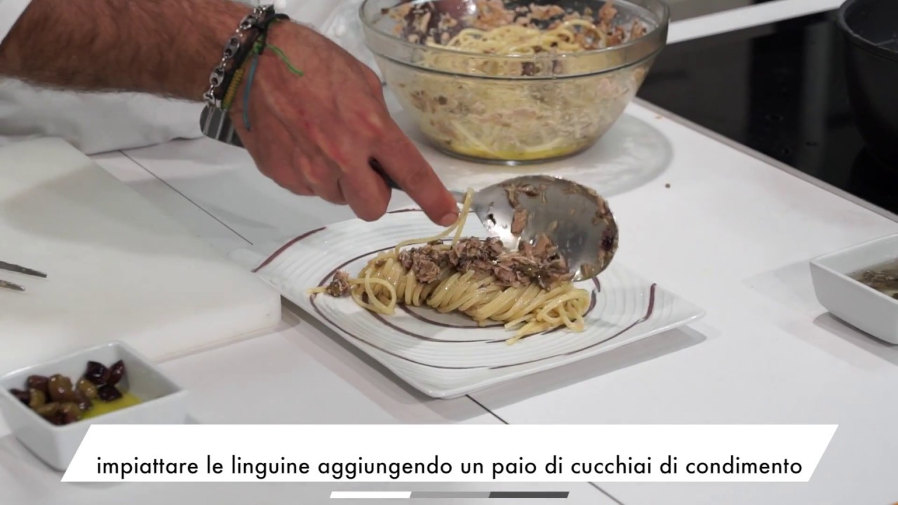 Linguine con tonno, capperi, olive e pecorino | Chef Luigi Pomata | Saporie