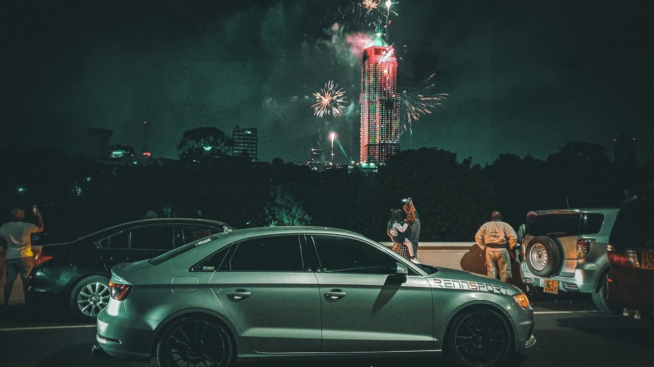 NY 2024 Fireworks from the usual plug, UAP Old Mutual Towers Upperhill Nairobi