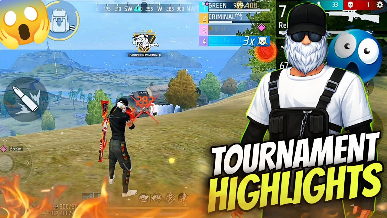 FREE FIRE TOURNAMENT HIGHLIGHTS BY GREEN 999 BEST SHOT💀🖤||