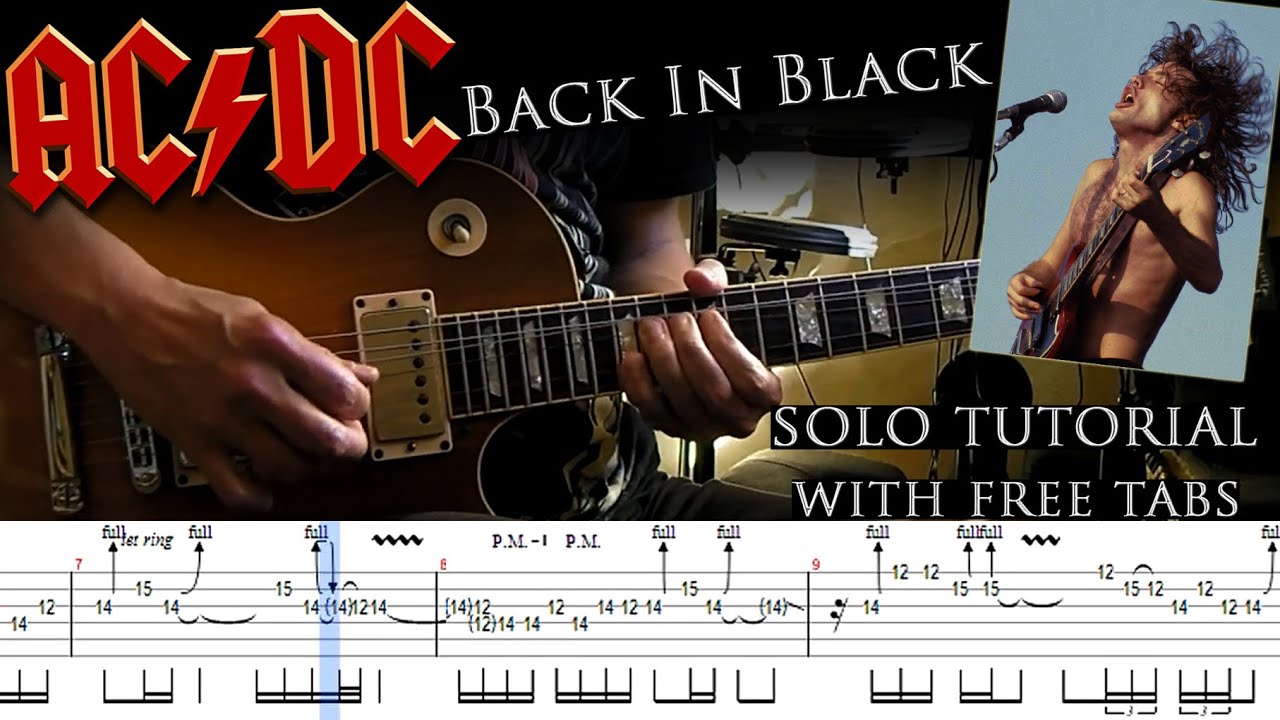AC/DC - Back In Black guitar solo lesson (with tablatures and backing tracks)