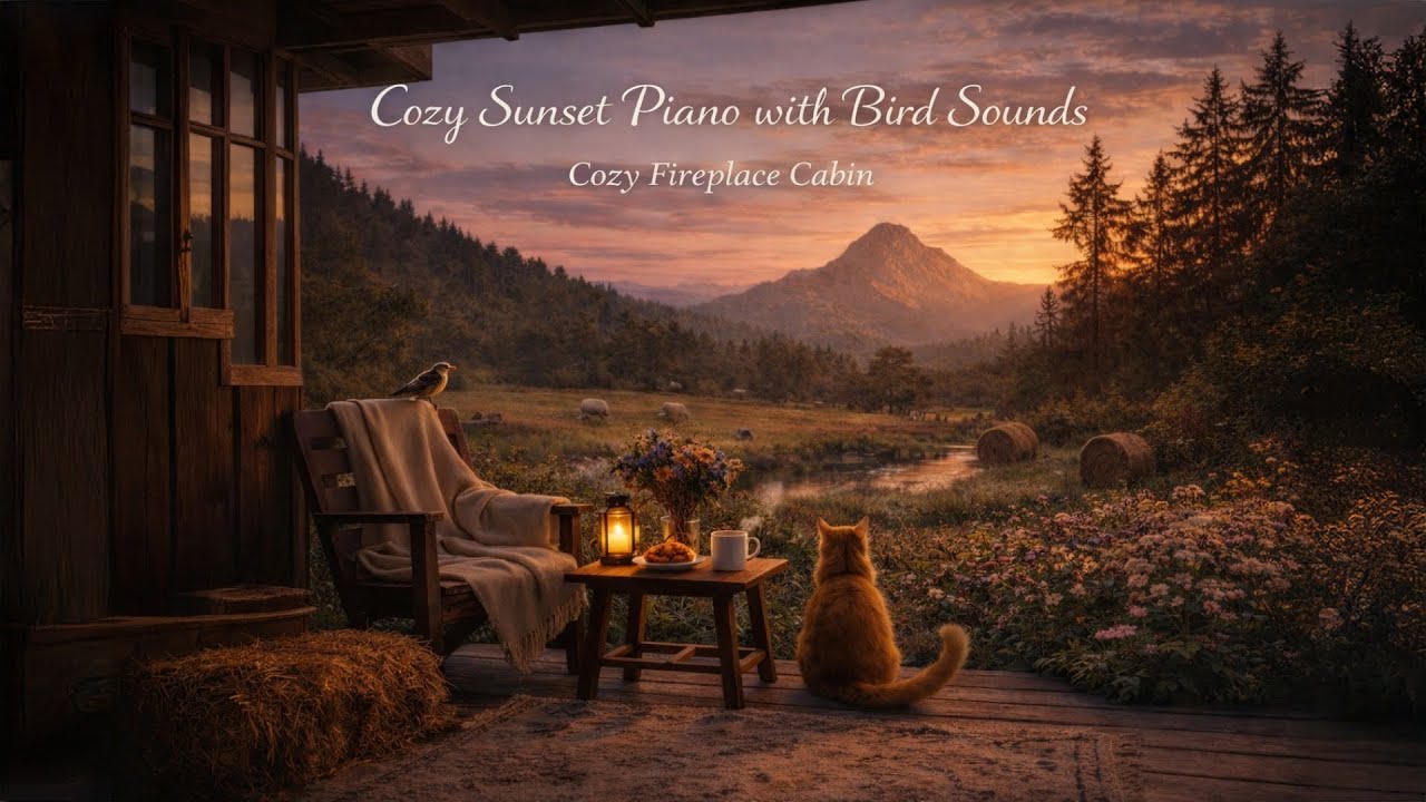 Cozy Sunset Piano with Bird Sounds 🌿 | Relaxing Countryside Ambience