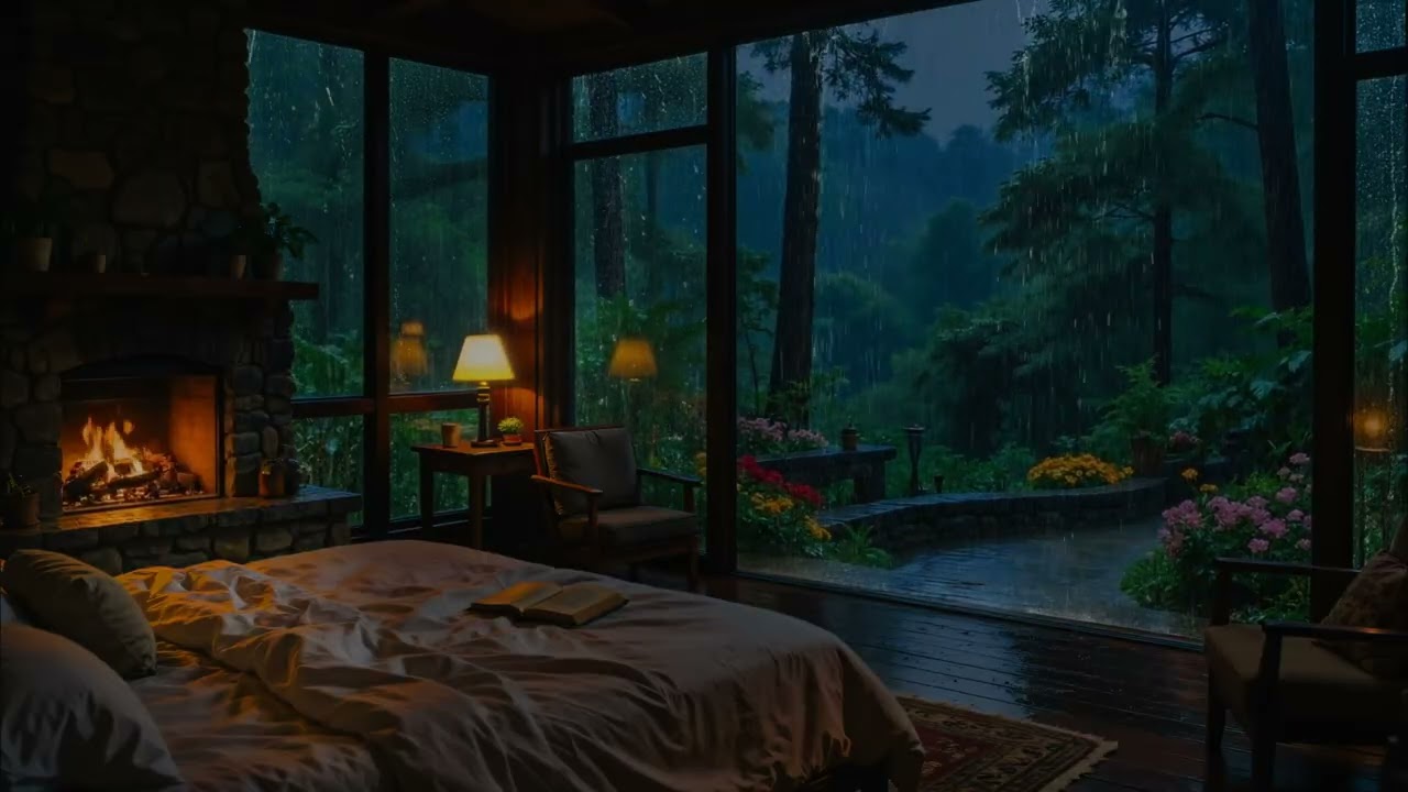 Fall into Sleep Fast in 2 Minutes with Heavy Rain & Gentle Piano in a Garden House at Night 🌧️🌿