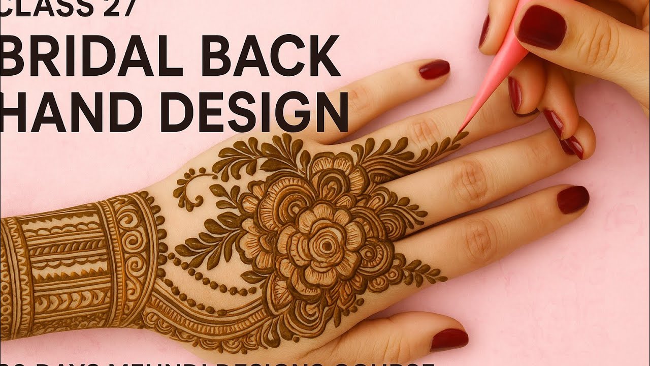 Latest Bridal Back Hand Mehndi Design Class 27 | 30 Days Mehndi Course#Simple to Advanced Henna Art