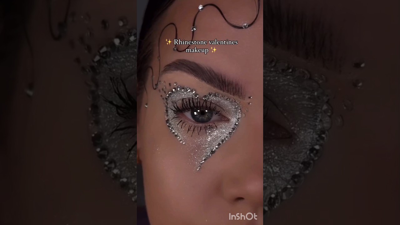 Rhinestone valentines makeup 💄💋#makeupheaven #makeuptutorial #makeup #shorts