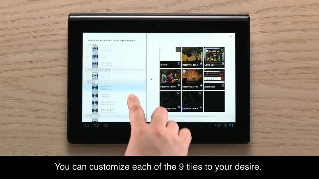 Sony Tablet: Favourites