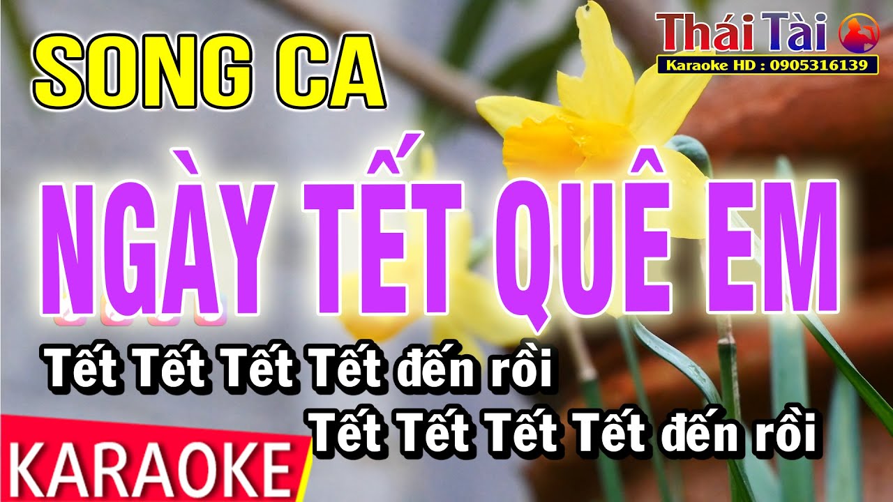 Karaoke Ngày Tết Quê Em | Song Ca | Thái Tài