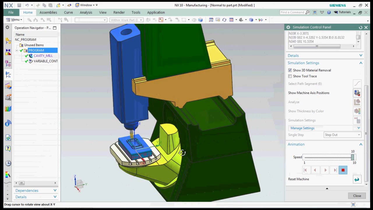 07 NX CAM   How to Import Machine, NC File to Check Simulation