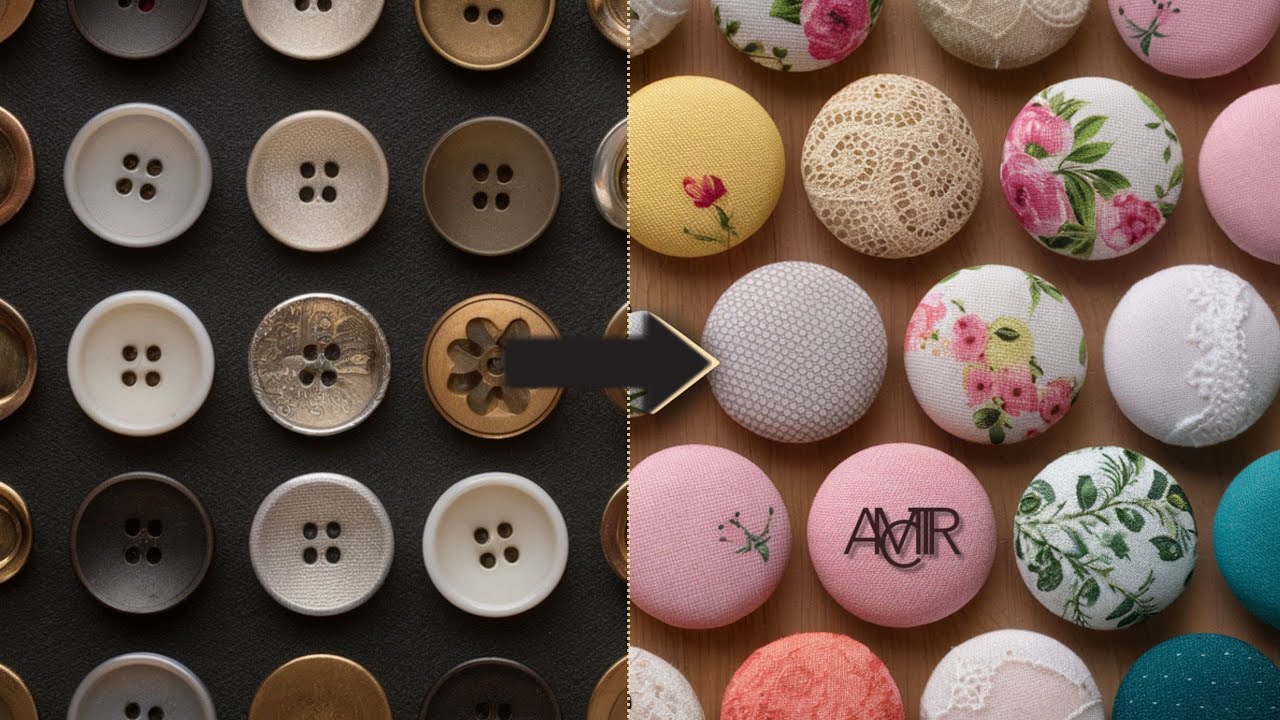 How to make & attach Fabric Covered Buttons | No Kit | Easy DIY Tutorial ✨🧵🪡