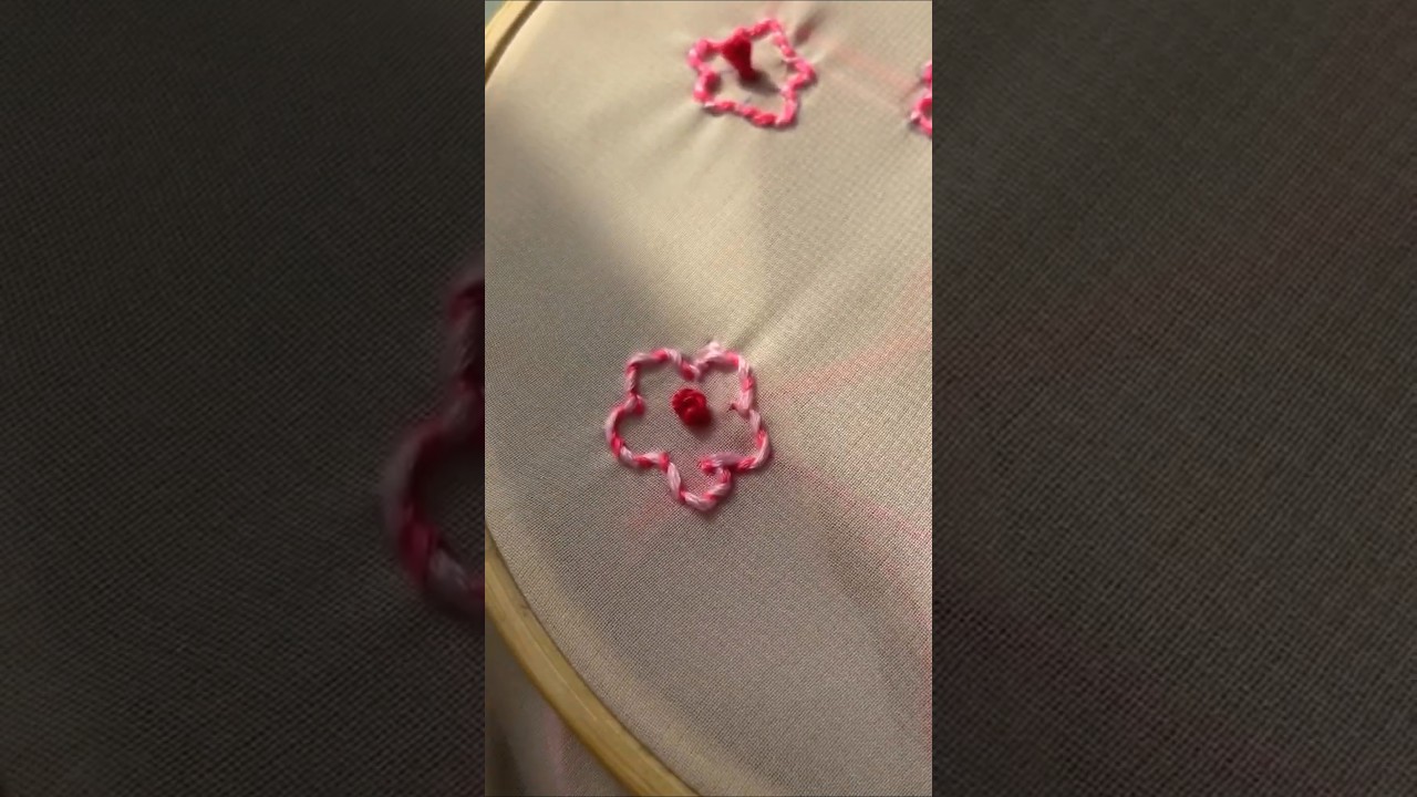 Easy Hand Embroidery Flower Design | Simple Floral Stitch 🌸 #shortsfeed #diy