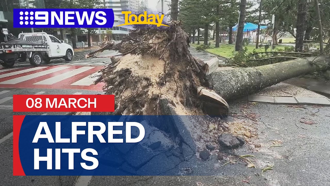 Ex-Tropical Cyclone Alfred: Alfred closes in on mainland | 9 News Australia