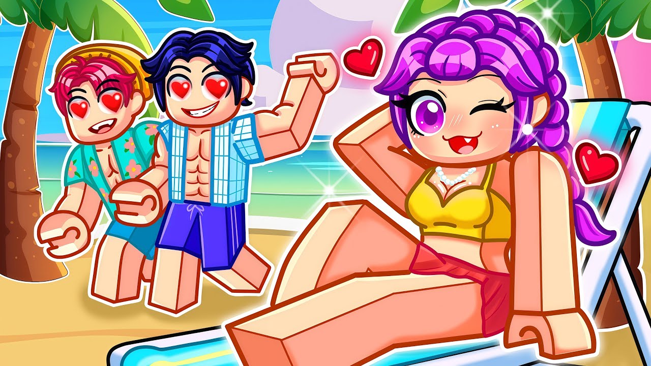 RUMI KISSES JINU at the BEACH PARTY in Roblox...😳