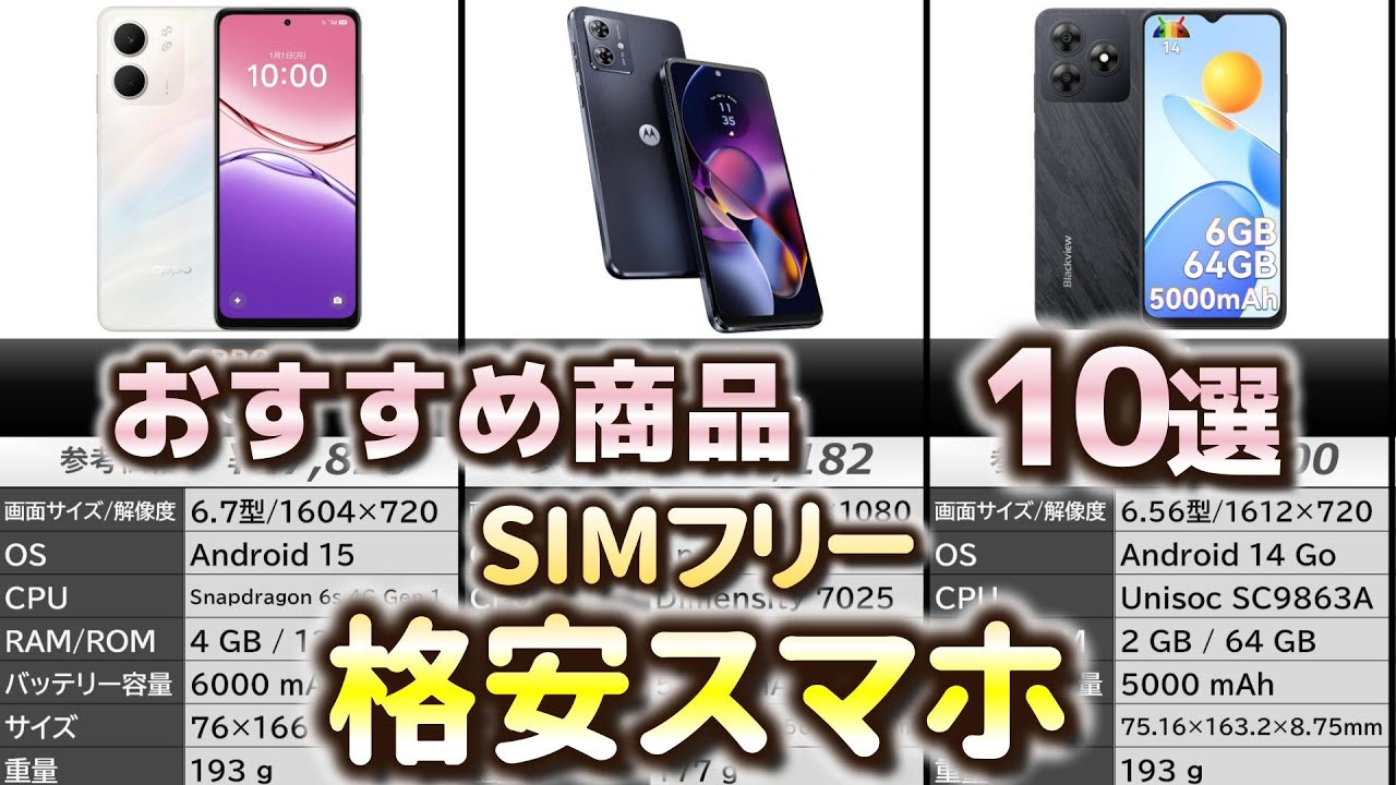 SIMフリー 格安スマホ おすすめ10選【2025年】