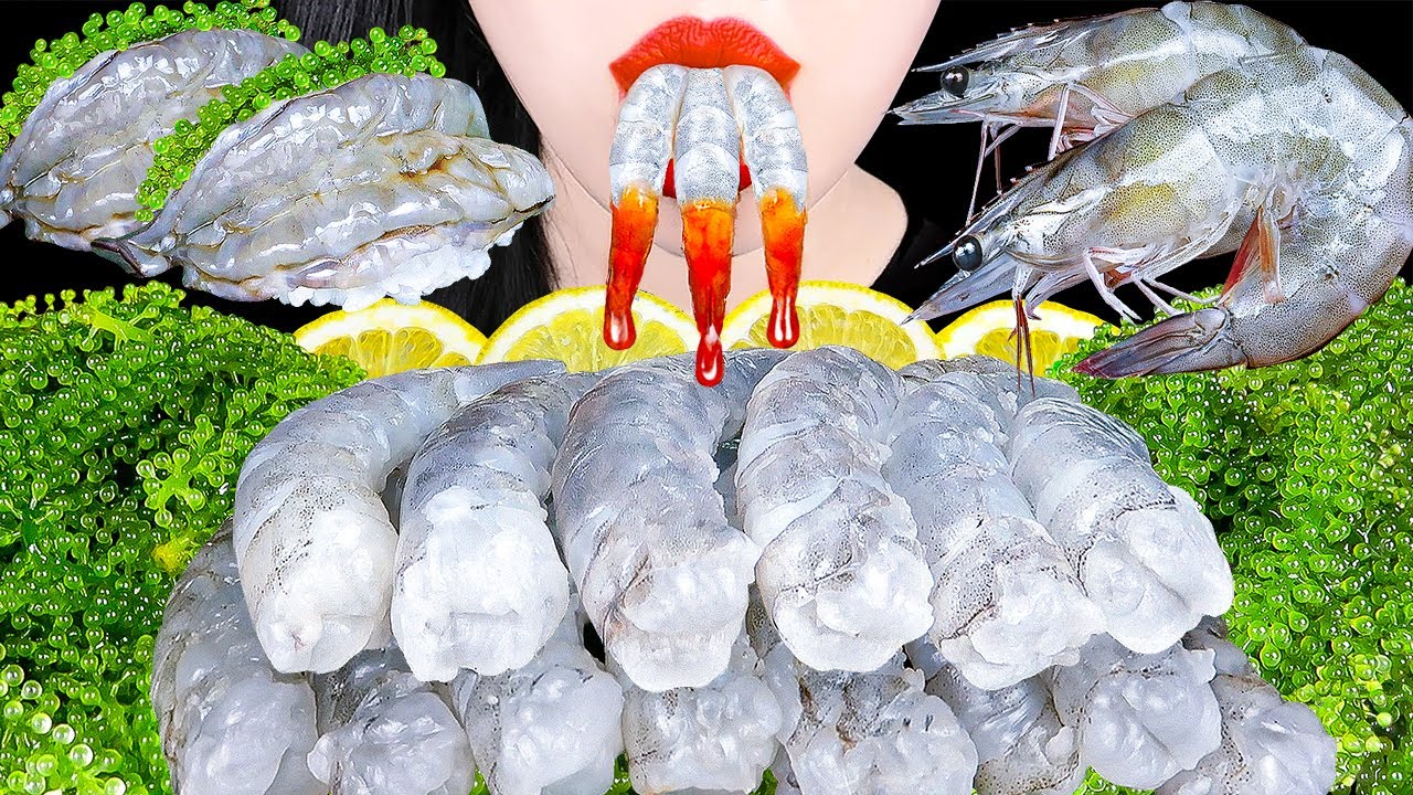 ASMR RAW SEAFOOD *RAW SHRIMP* 생새우 먹방 SEA GRAPES, SHRIPM SUSHI  EATING SOUNDS MUKBANG KOREAN 바다포도 해산물