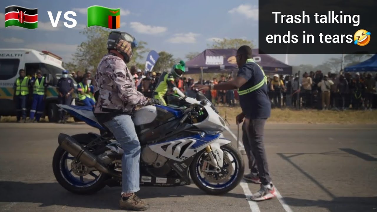 Bmw s1000rr (hp4) vs kawasaki zx6r - Kenya 🇰🇪  vs Zambia 🇿🇲 drag race