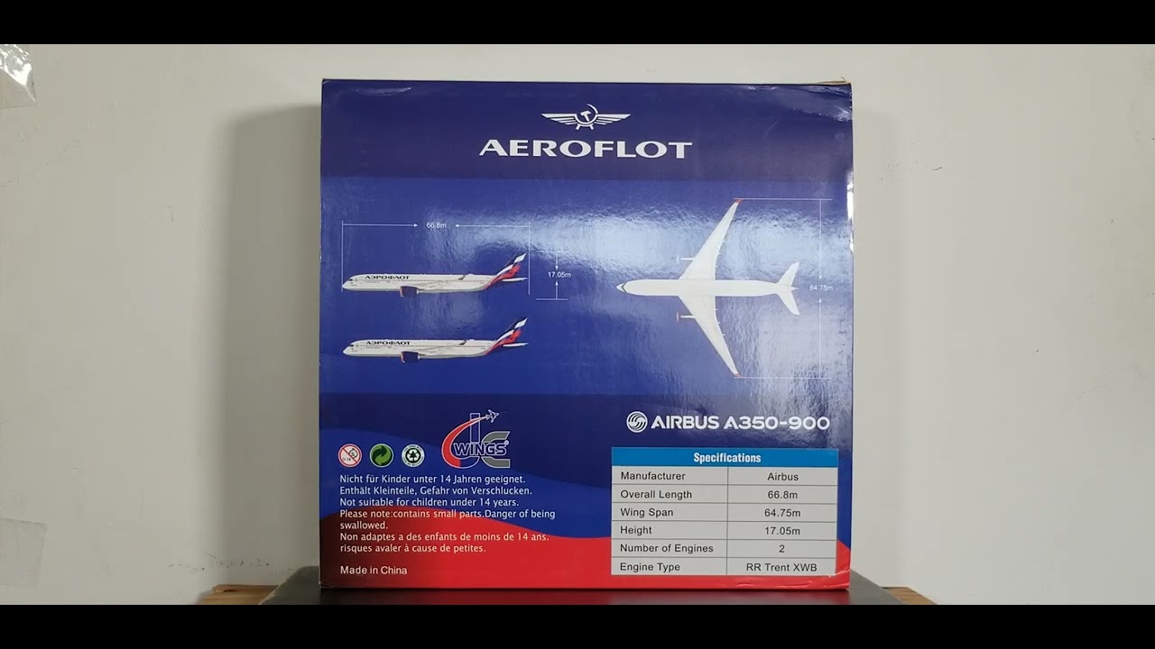 JC Wings 200 Aeroflot A350-900XWB(Flaps Up Version)Review(FHD)