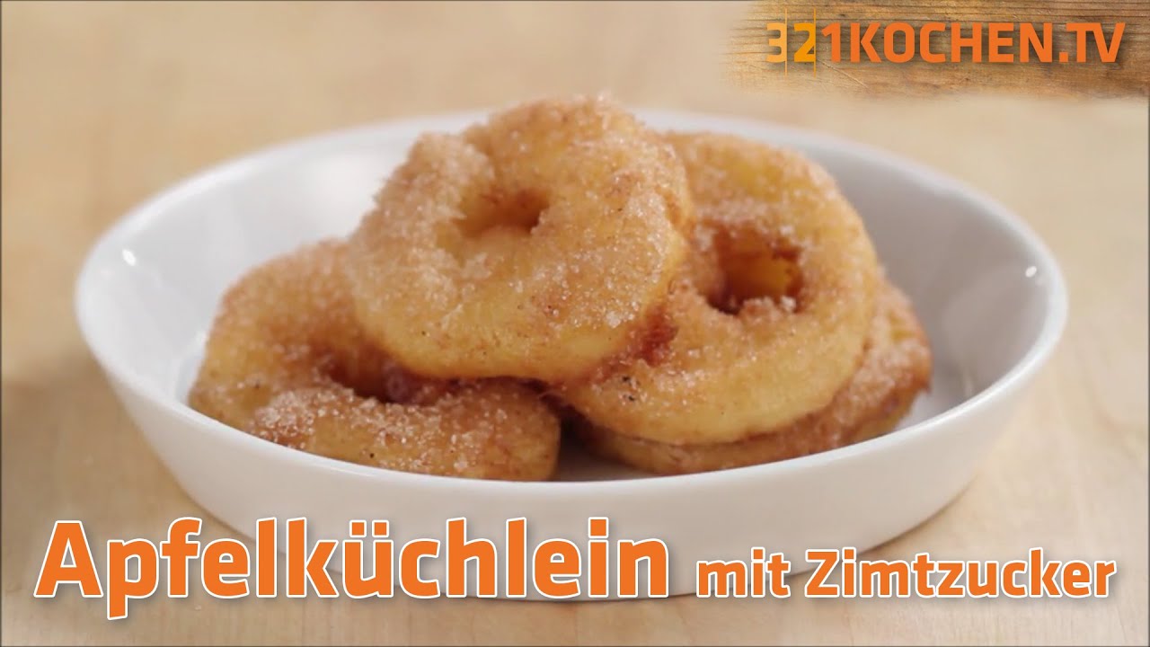 Gebackene Apfelküchlein selber machen | Rezept für Apfelringe, Apfelküchle mit Zimt und Zucker