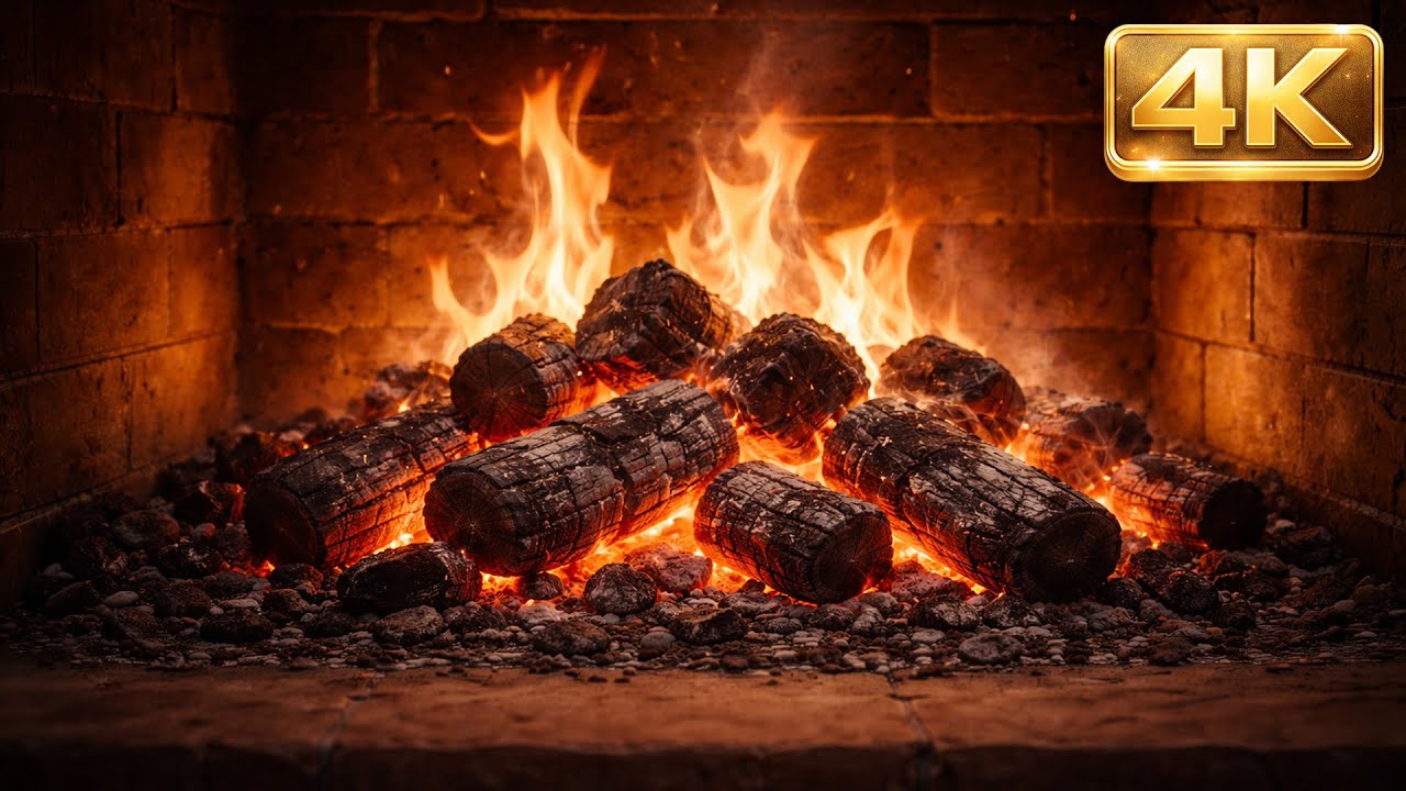 4K Fireplace with Crackling Fire Sounds 🔥 Cozy Ambience
