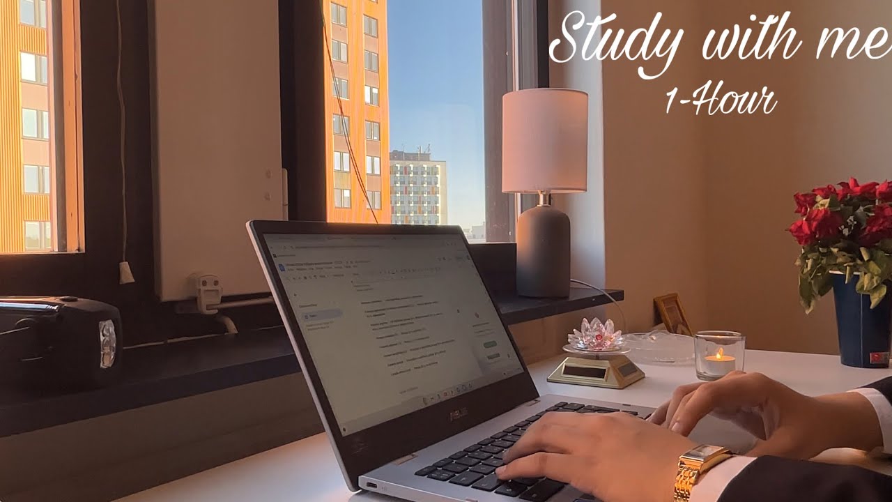 Study with Me 1-Hour | Sunny Afternoon Session | Spring | Calm Music | Anatomy Study 🫀☀️🪻