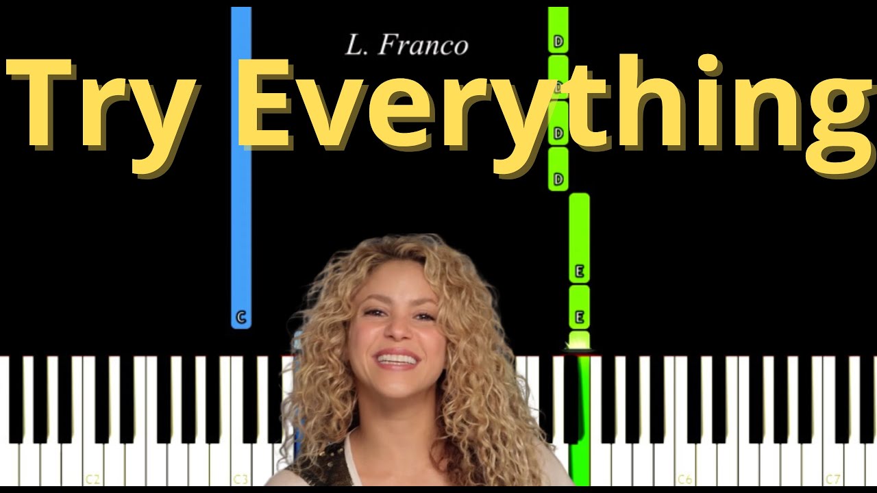 Try Everything Shakira Easy Piano Tutorial