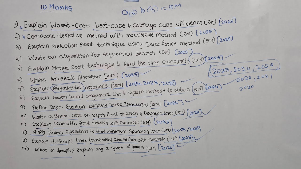 DAA most important Questions for 10 Marks Questions | daa | BCA Expert.
