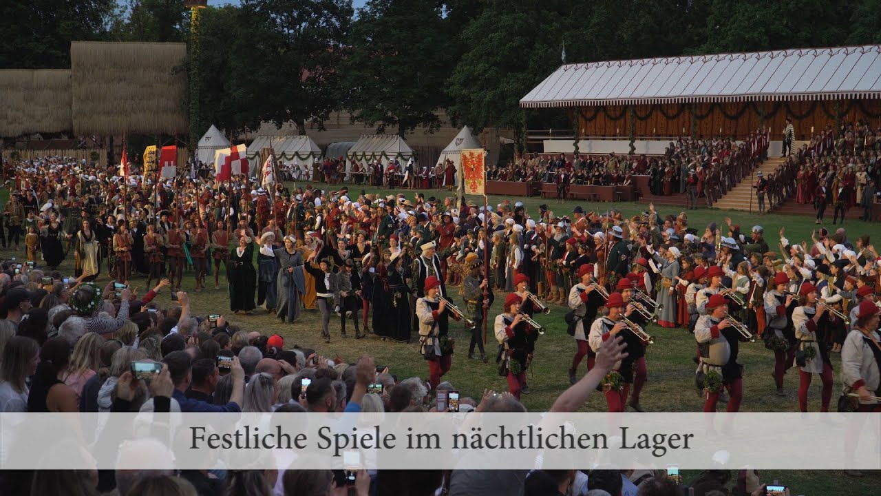 Landshuter Hochzeit 1475 Festliche Spiele im nächtichen Lager, Hochzeitszug in der Altstadt 2023