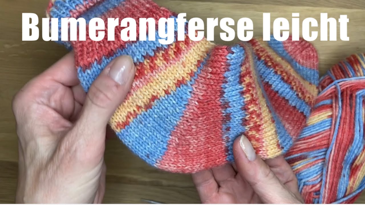 Bumerangferse leicht gestrickt ohne Löcher und ohne herkömmliche Shadow Wraps - Ferse für Anfänger