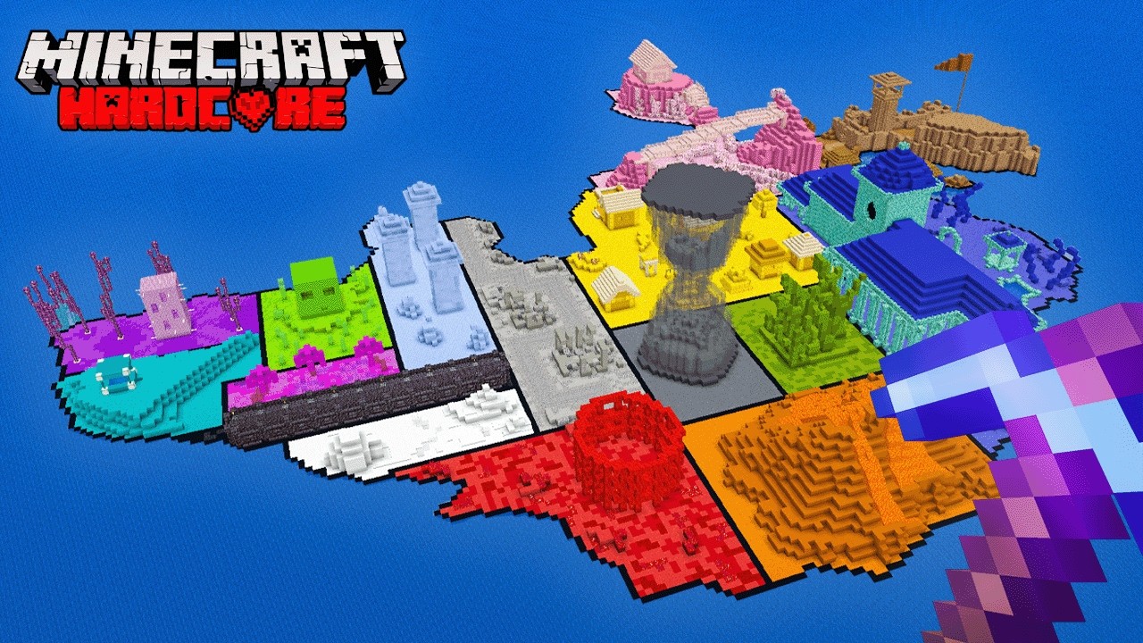 ZBUDOWAŁEM WYSPĘ Z KAŻDEGO KOLORU W MINECRAFT HARDCORE #2