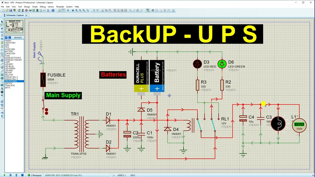 (UPS) Comment Fonctionne une Alimentation SANS Interruption dans Proteus 8 ?