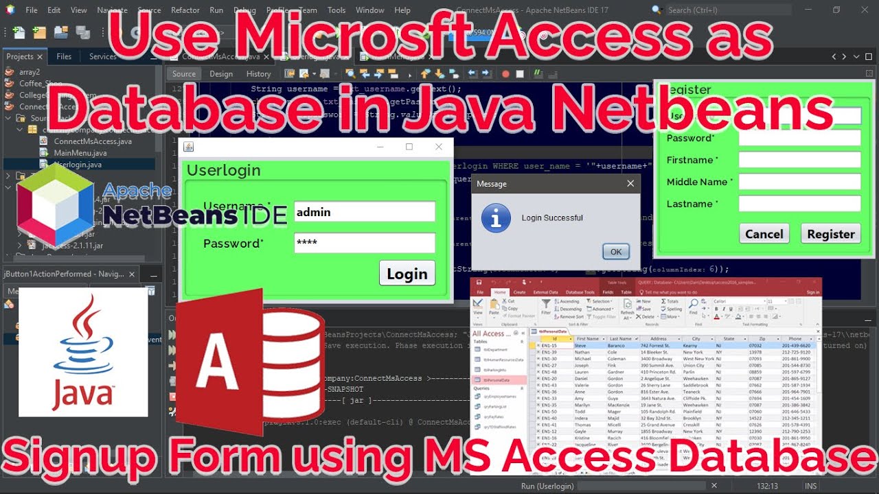 Java Signup Form using Microsoft Access Database