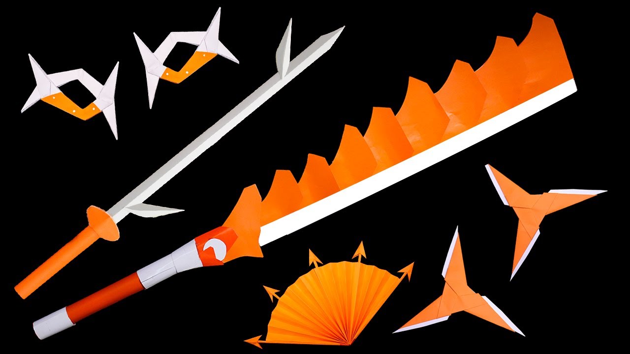 05 Origami Ninja Sword || Ninja Star || Paper fan || Knifes || Composite Sword