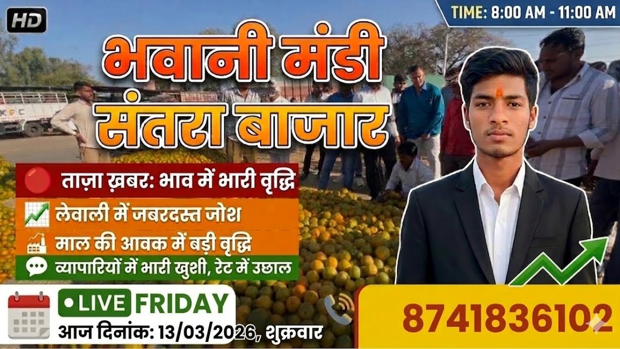 आज नारंगी 🍊 का भाव 😩 / लेवाली में जोश / आवक में कमी है 13/03/2026 #santra #fruit #food 