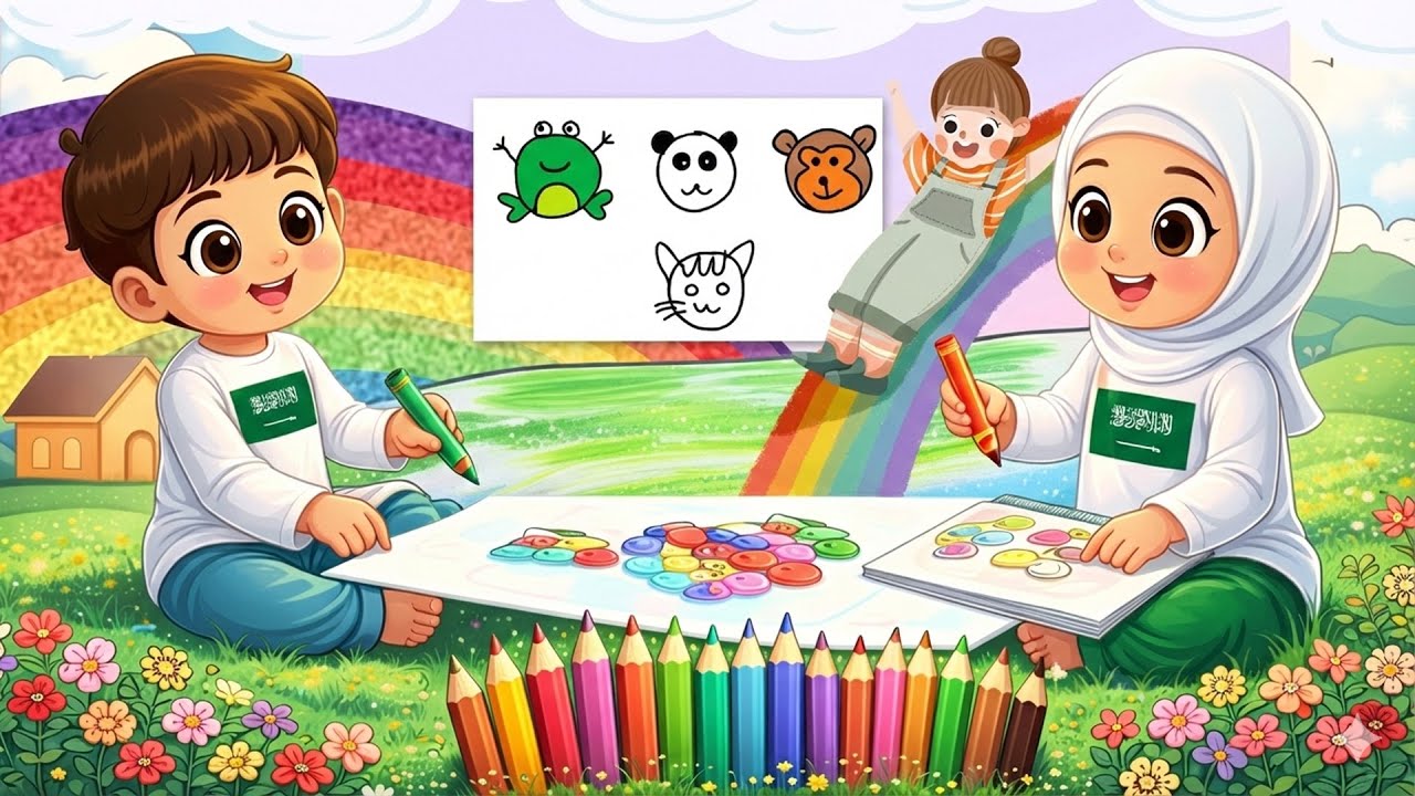 🎨 تعليم رسم الحيوانات للأطفال بطريقة سهلة بالدائرة