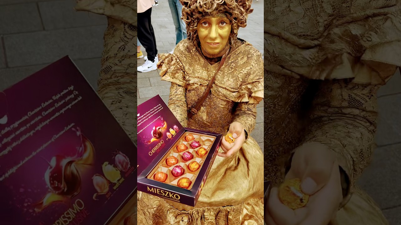 Sigma boy Polish Chocolate / Gold Lady #performer #statue #shortsviral #goldstatue #cute #disney