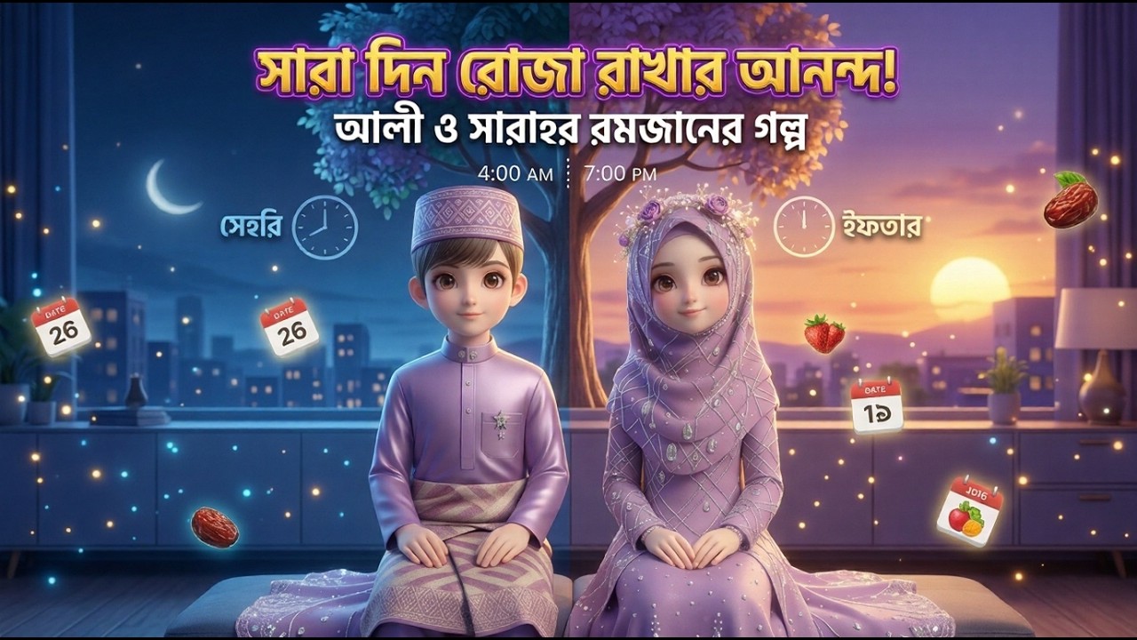 রমজানের গান ও শিশুদের রোজা | Ramadan Song for Kids 🌙 Ali & Sarah: Sehri & Iftar Fun!