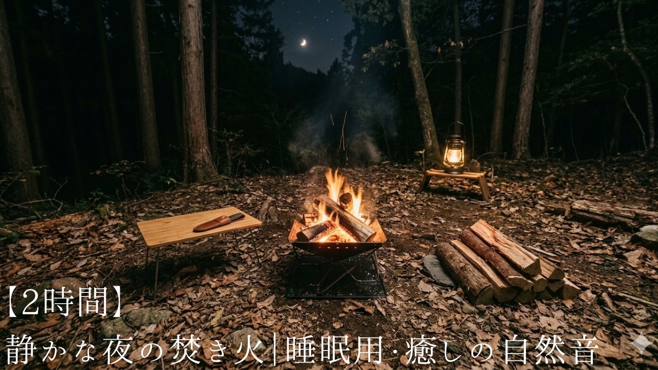 【8時間】静かな夜の焚き火｜睡眠用・癒しの自然音